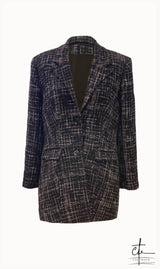 Black and White Tweed Blazer and Short Suit