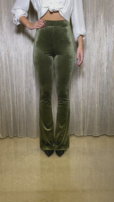 Metallic Green Velvet Pants