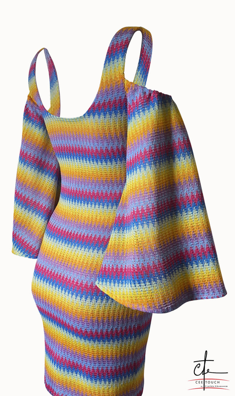 Rainbow Stripe Knitted Mini Dress
