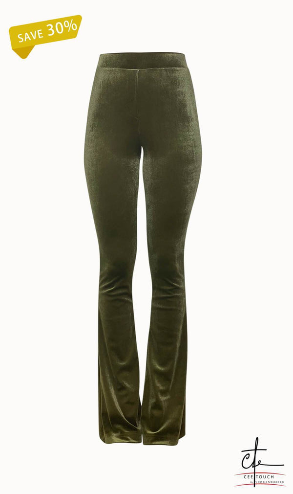 Metallic Green Velvet Pants