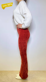 Red Velvet High Waisted Flared Pants