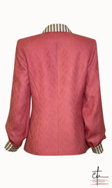 Pink Princess Cut Puffed Sleeve Wool Blazer