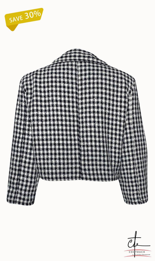 Black and White Gingham Cropped Jacket