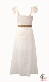 White Broderie Anglaise Fit and Flare Maxi Dress