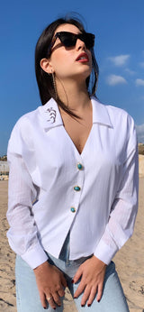 White Beirut Cotton Button Up Shirt