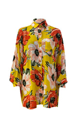 Yellow Multi-Colored Floral Shirt Dress