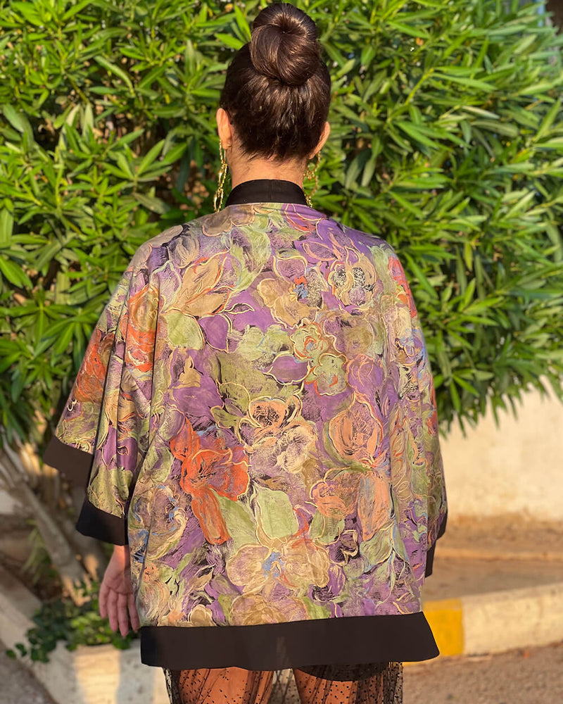 Multicolored Double Faced Brocade Kimono